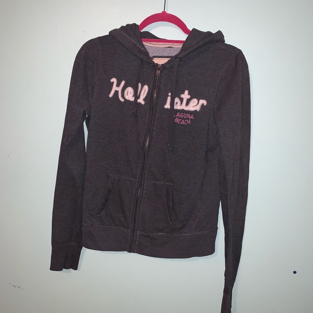 Hollister Gray Zip Up Hooded Jacket